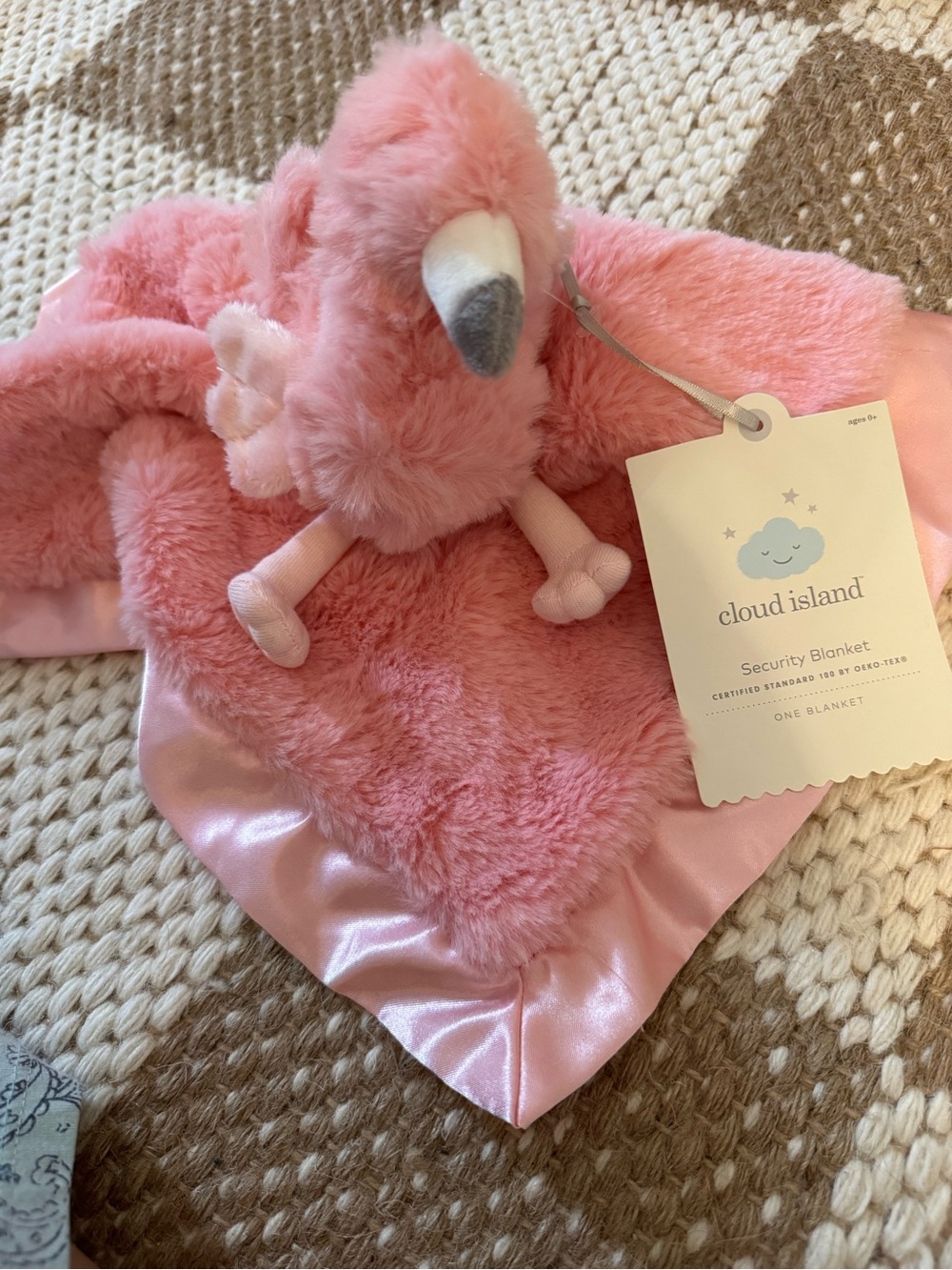 cloud island Pink Plush Security Blanket with Satin Edge